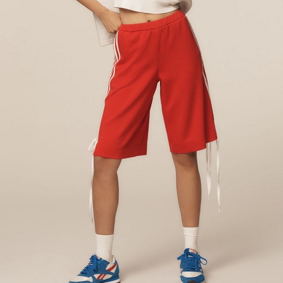 Anthropologie Find Me Now Basketball Bermuda Shorts Red Size Small - Picture 2 of 14